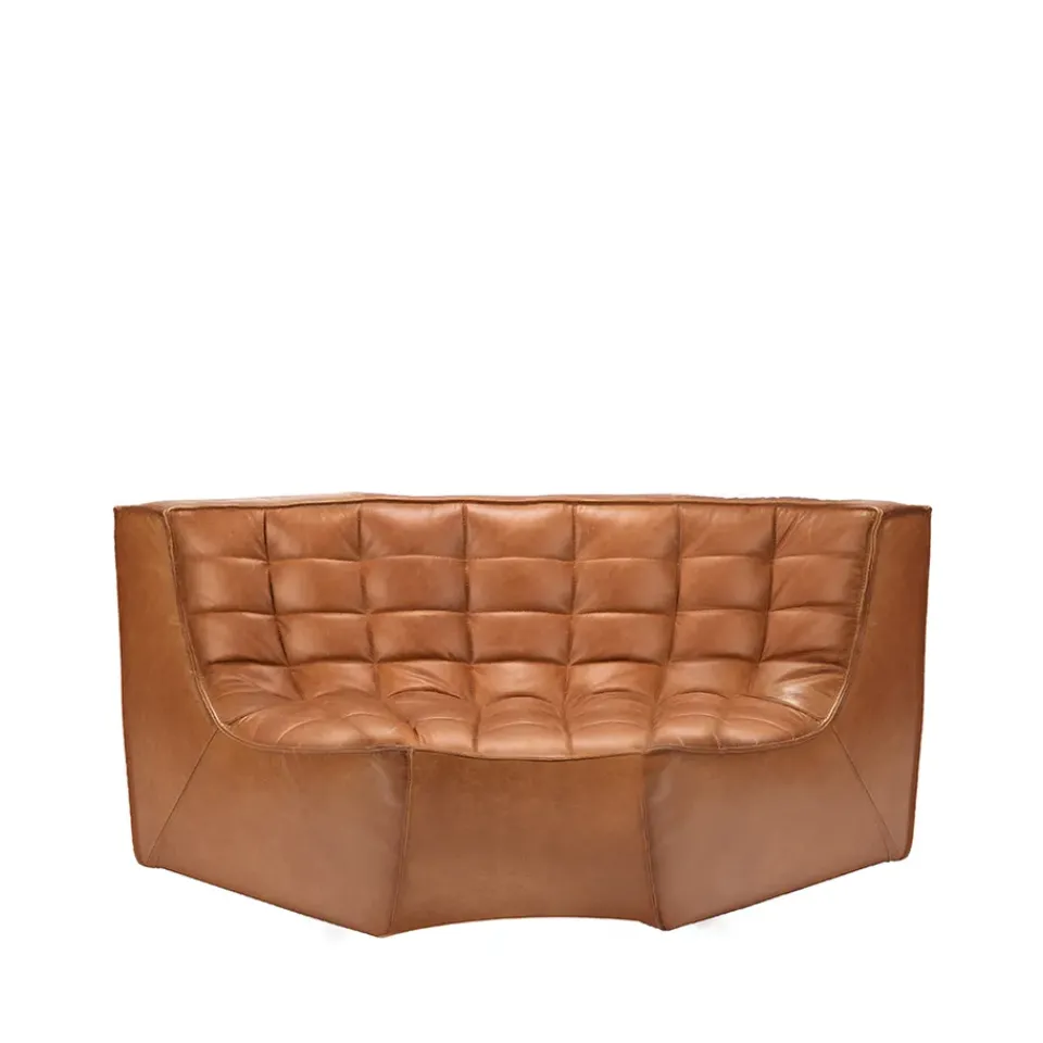 Ethnicraft Sofas*N701 corner module rounded 90°, Leather old saddle Brown