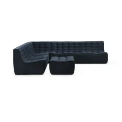 Ethnicraft Sofas*N701 corner module straight, Graphite Eco Blue