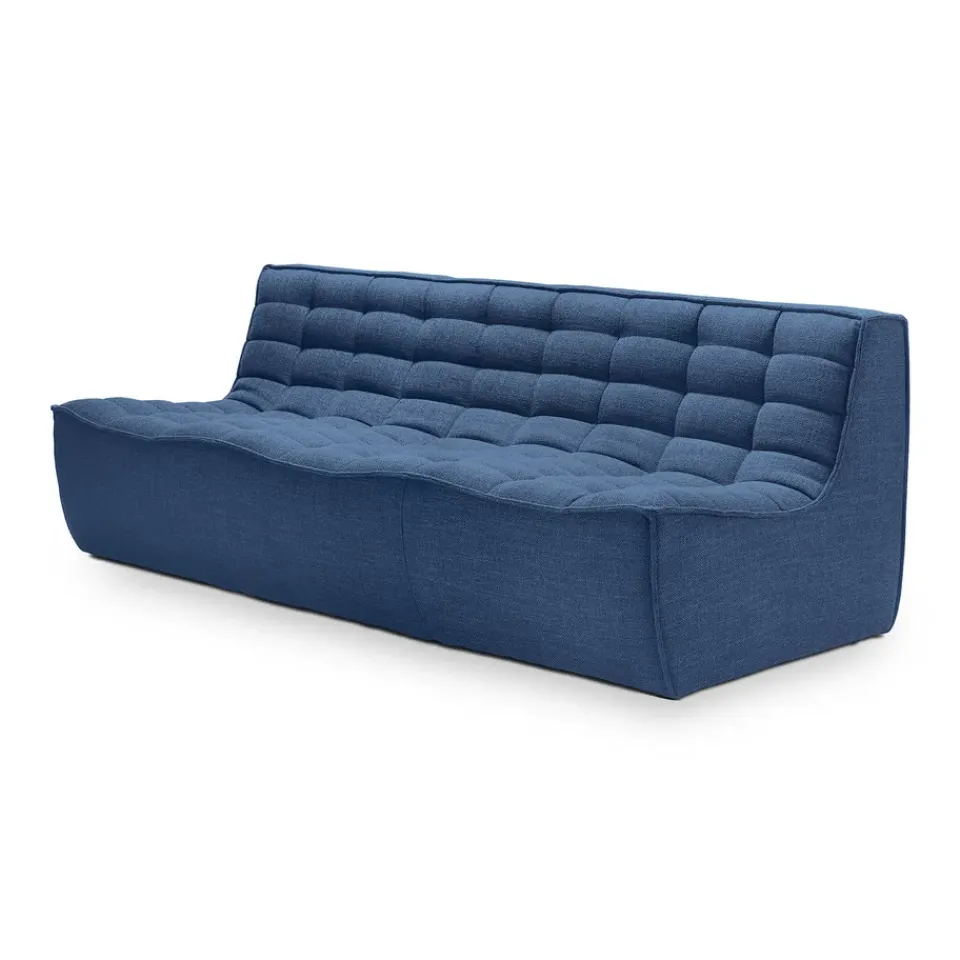 Ethnicraft Sofas*N701 sofa 3 seater sofa, Fabric Blue
