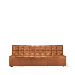 Ethnicraft Sofas*N701 sofa 3 seater sofa, Leather old saddle Brown