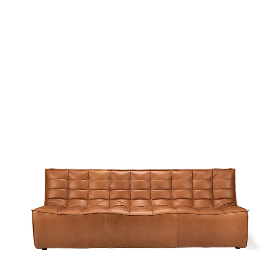 Ethnicraft Sofas*N701 sofa 3 seater sofa, Leather old saddle Brown