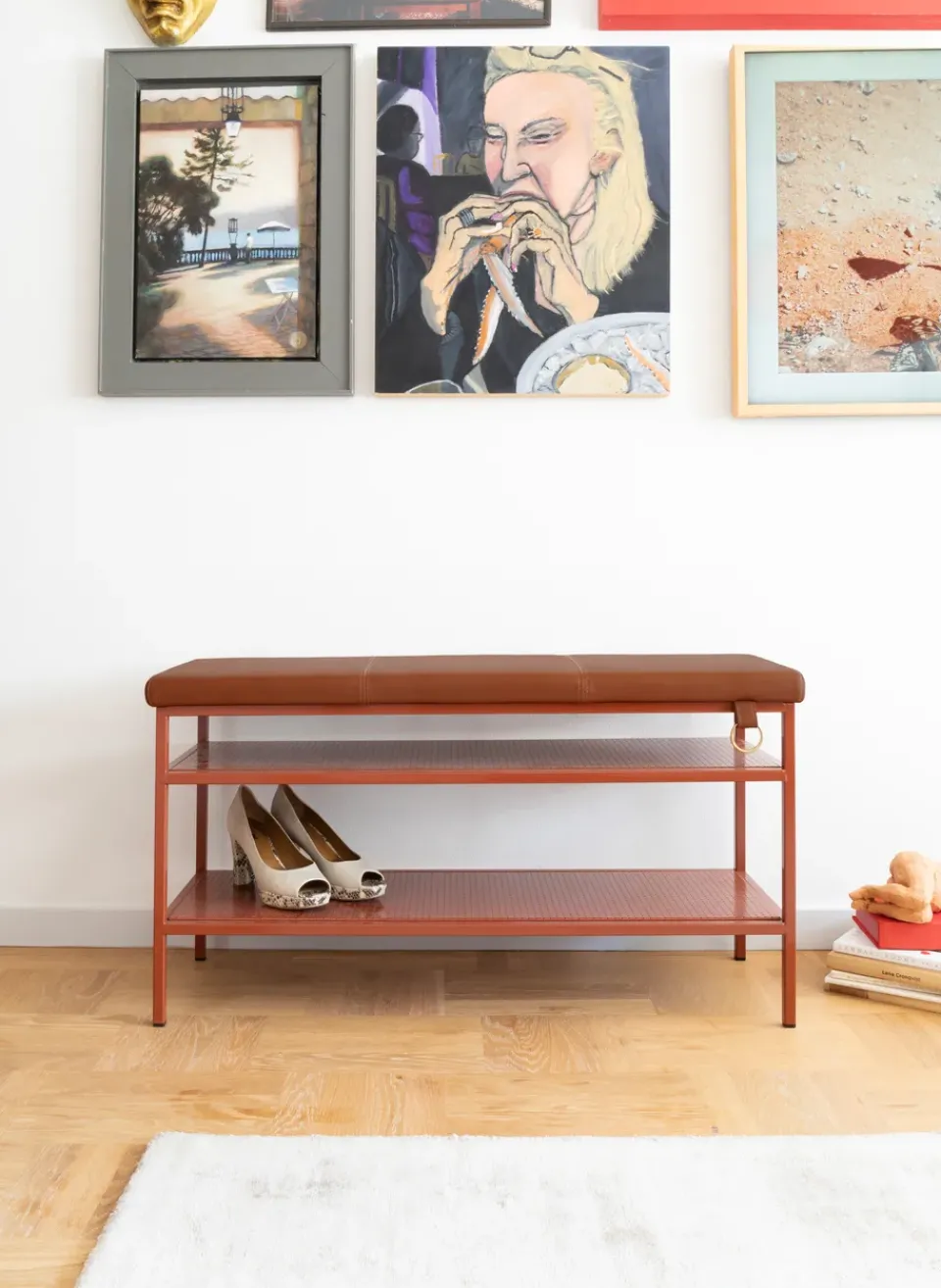 Maze Shoe Racks*Nancy shoe shelf, Cinnamon-vintage cognac Brown