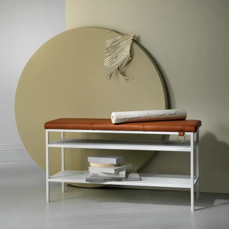 Maze Shoe Racks*Nancy shoe shelf, White-Cognac BrownWhite