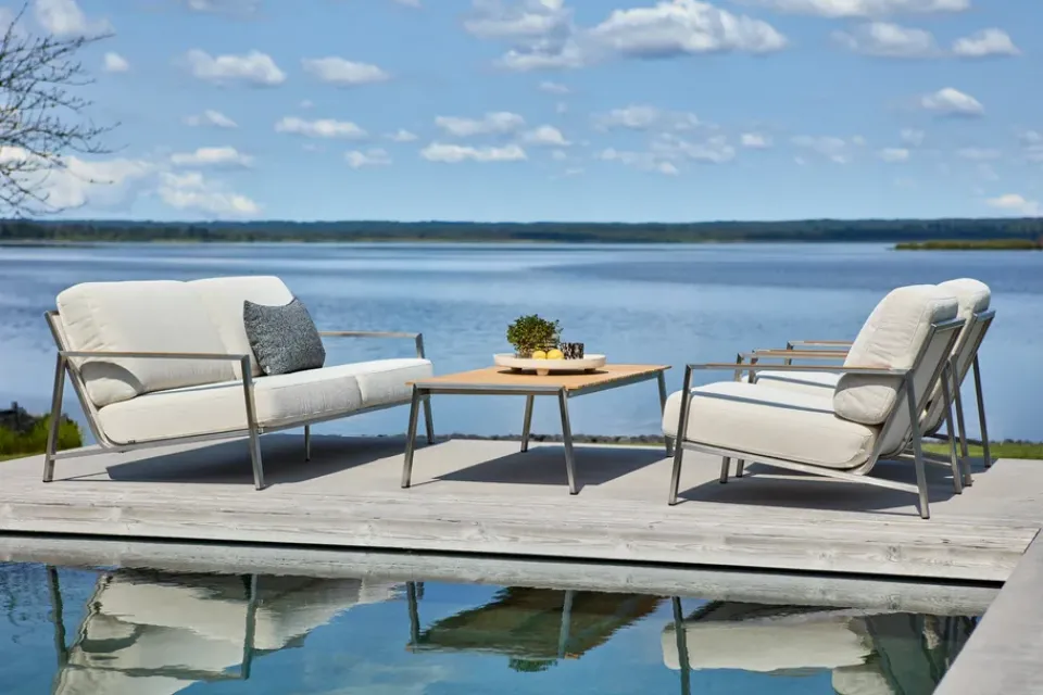 Brafab Garden Sofas & Garden Benches|Balcony Furniture*Naos sofa, Stainless steel-dot beige, 2.5-seater Silver-coloured