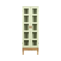 Källemo Display & Glass Cabinets*National Geographic bookcase, Light -oak base-brass Green