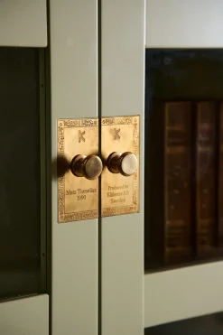 Källemo Display & Glass Cabinets*National Geographic bookcase, Light -oak base-brass Green