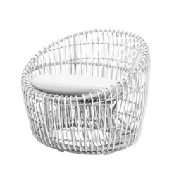 Cane-line Seating|Outdoor Lounge Furniture*Nest Round armchair, Natté , rattan White