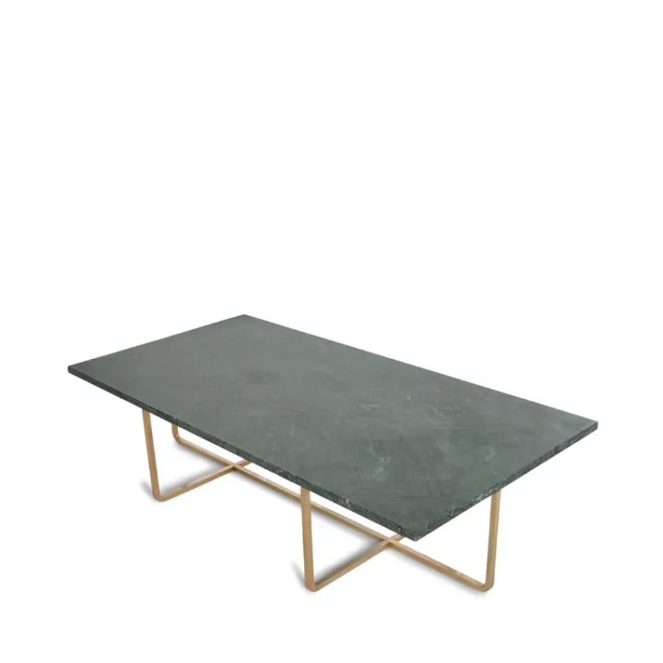 OX Denmarq Coffee Tables*Ninety coffee table rectangular, marble indio. brass stand Green
