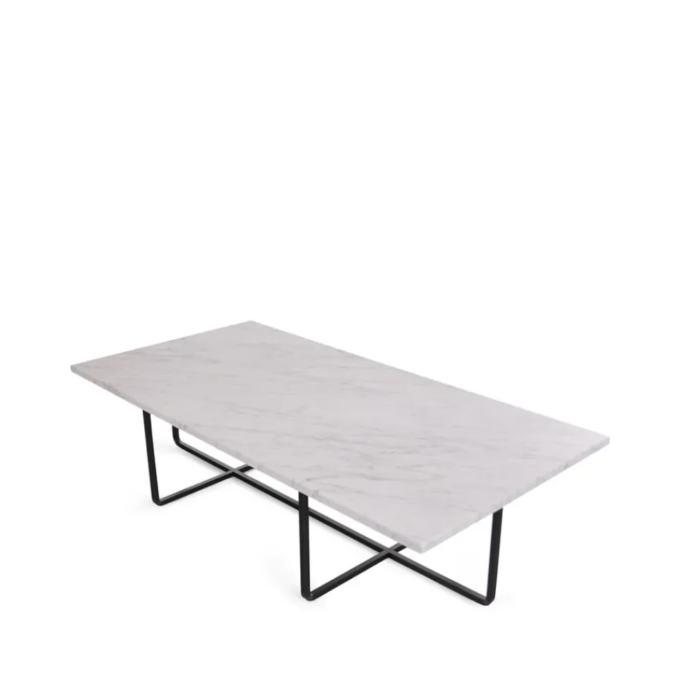 OX Denmarq Coffee Tables*Ninety coffee table rectangular, marble carrara. black stand White