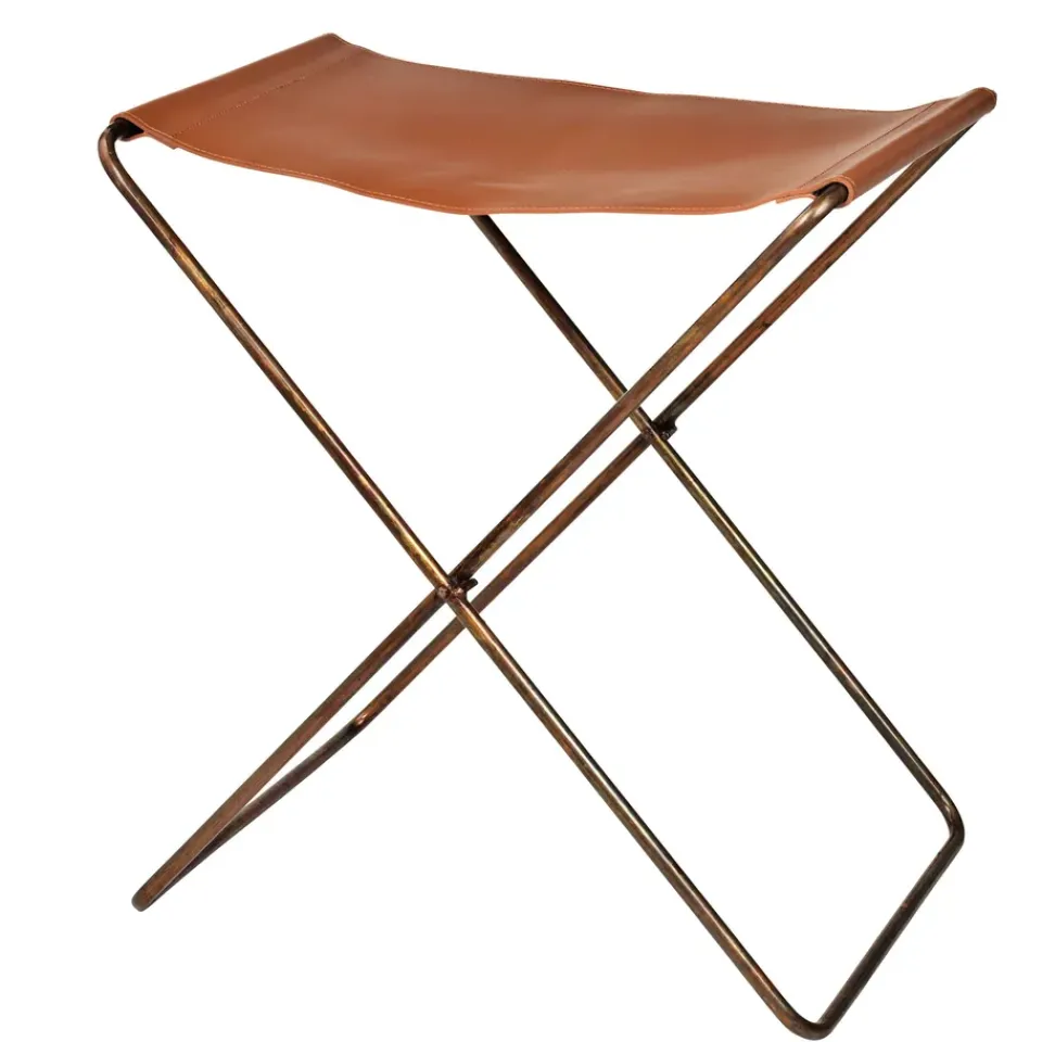 Broste Copenhagen Stools*Nola stool leather, , 45 cm Brown