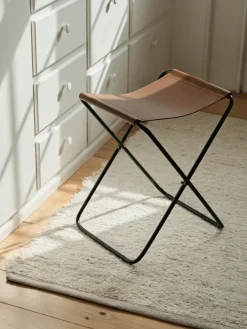 Broste Copenhagen Stools*Nola stool leather, Forest green GreenBrown