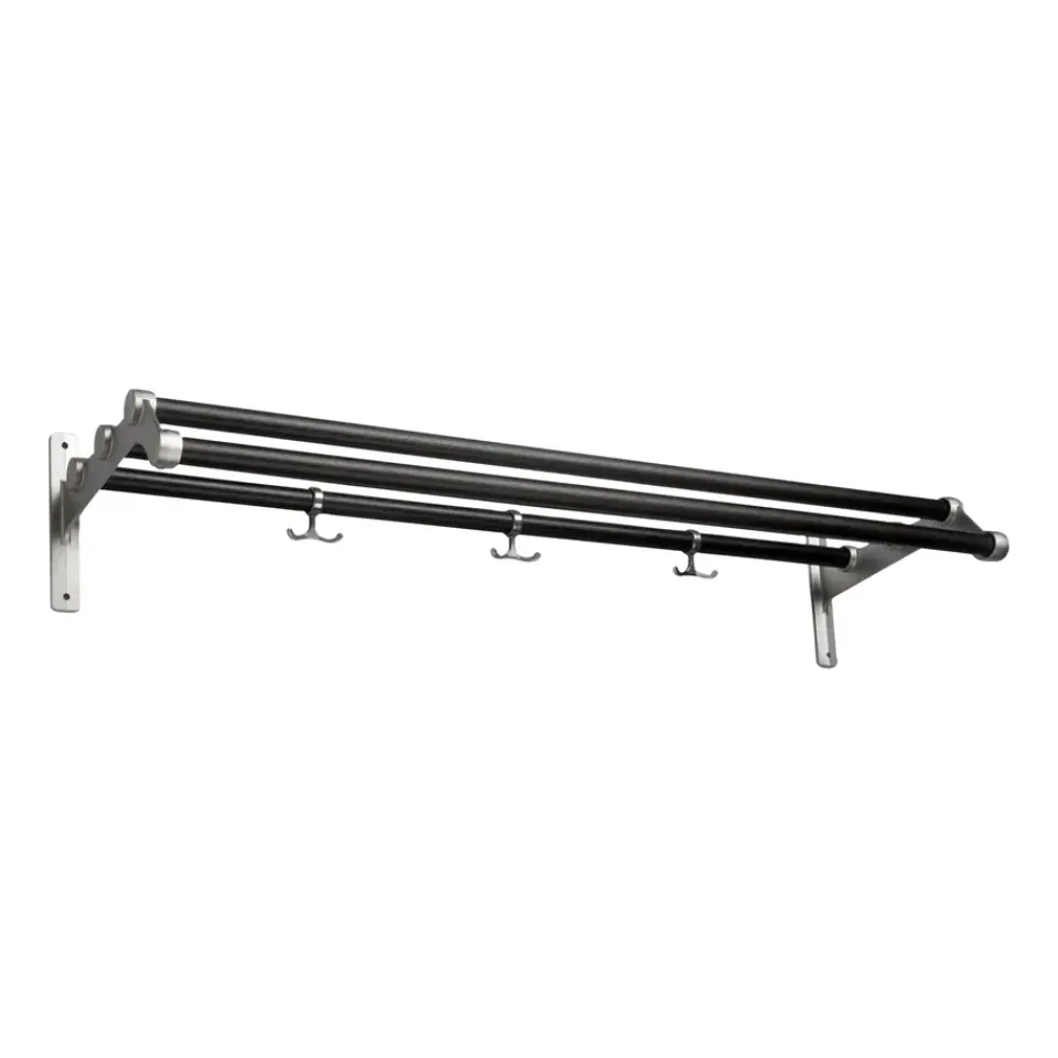 Essem Design Hat Rack & Hat Shelves*Nostalgi 291 hat shelf 100 cm, Black oiled oak-aluminum BlackSilver-coloured