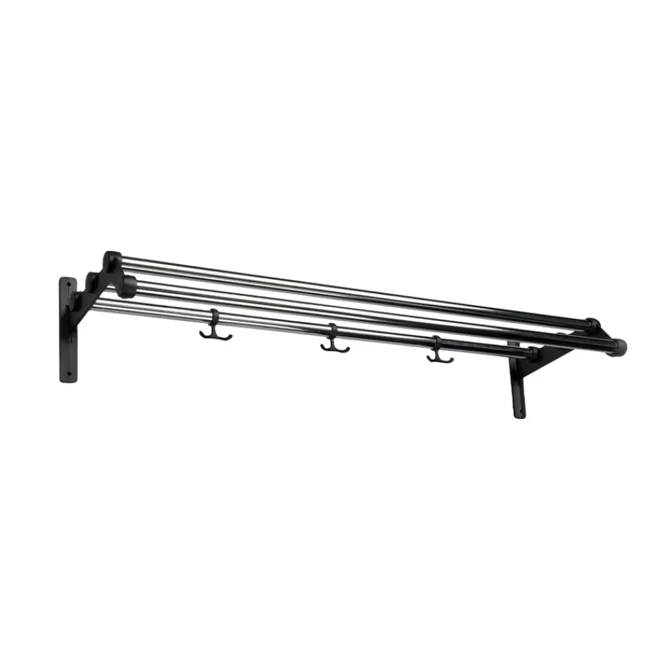 Essem Design Hat Rack & Hat Shelves*Nostalgi 291 hat shelf, Chrome, black Silver-coloured