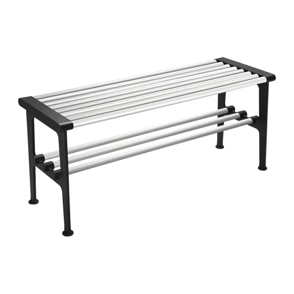 Essem Design Benches*Nostalgi bench 100 cm, Aluminium-black Silver-colouredBlack