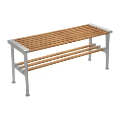 Essem Design Benches*Nostalgi bench 100 cm, Bamboo-aluminium BrownSilver-coloured