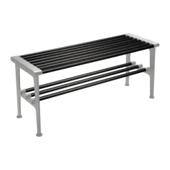 Essem Design Benches*Nostalgi bench 100 cm, Black stained oak-aluminium BlackSilver-coloured