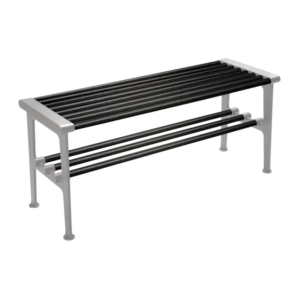 Essem Design Benches*Nostalgi bench 100 cm, Black stained oak-aluminium BlackSilver-coloured