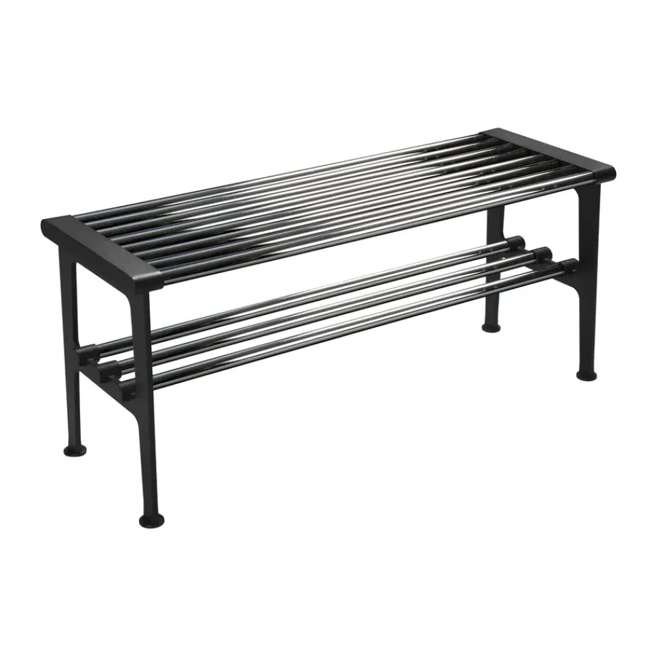Essem Design Benches*Nostalgi bench 100 cm, Chrome-black Silver-colouredBlack