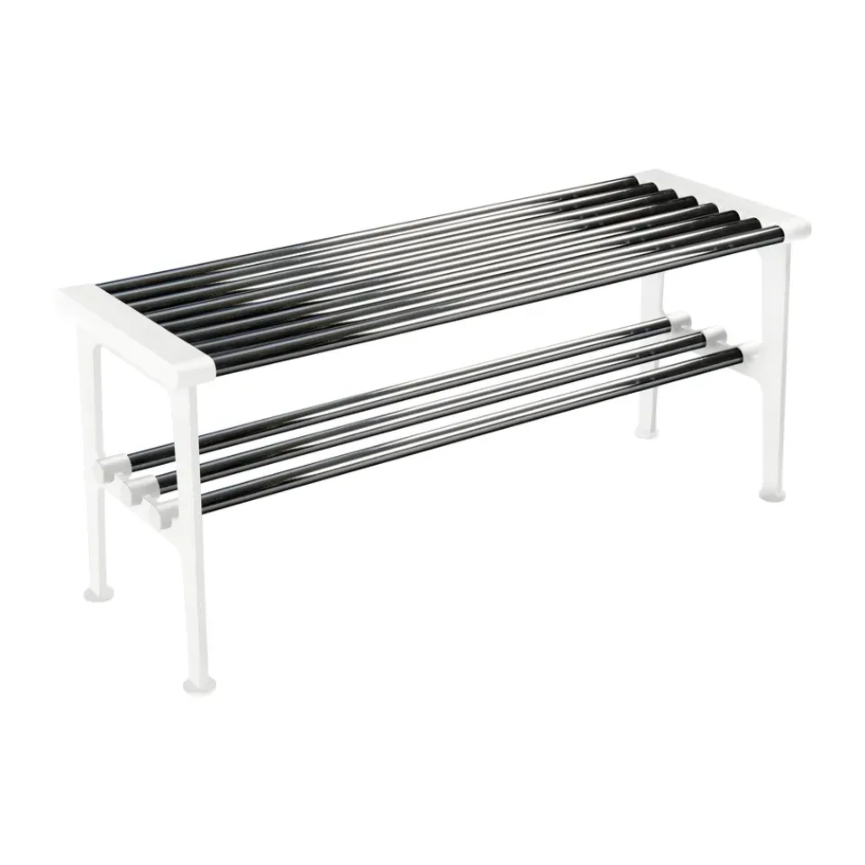 Essem Design Benches*Nostalgi bench 100 cm, Chrome-white Silver-colouredWhite