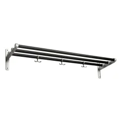 Essem Design Hat Rack & Hat Shelves*Nostalgi hat shelf/ shoe shelf, Black oiled oak-aluminum BlackSilver-coloured