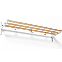 Essem Design Hat Rack & Hat Shelves*Nostalgi hat shelf/ shoe shelf, oak, aluminum BrownSilver-coloured