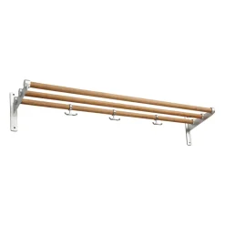 Essem Design Hat Rack & Hat Shelves*Nostalgi hat shelf/ shoe shelf, Bambu-aluminum BrownSilver-coloured