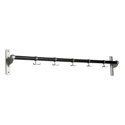 Essem Design Clothes Hooks & Hangers*Nostalgi hook 100 cm, Black oiled oak-aluminum BlackSilver-coloured