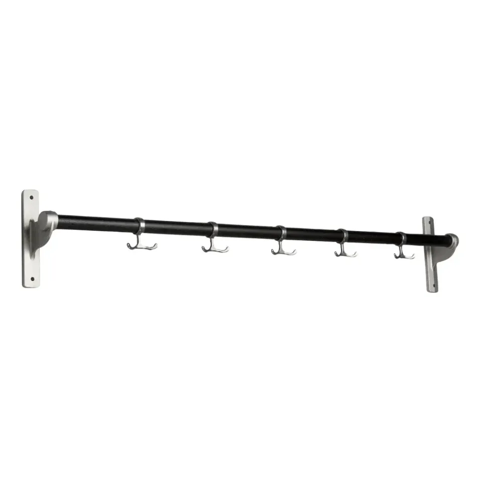 Essem Design Clothes Hooks & Hangers*Nostalgi hook 100 cm, Black oiled oak-aluminum BlackSilver-coloured