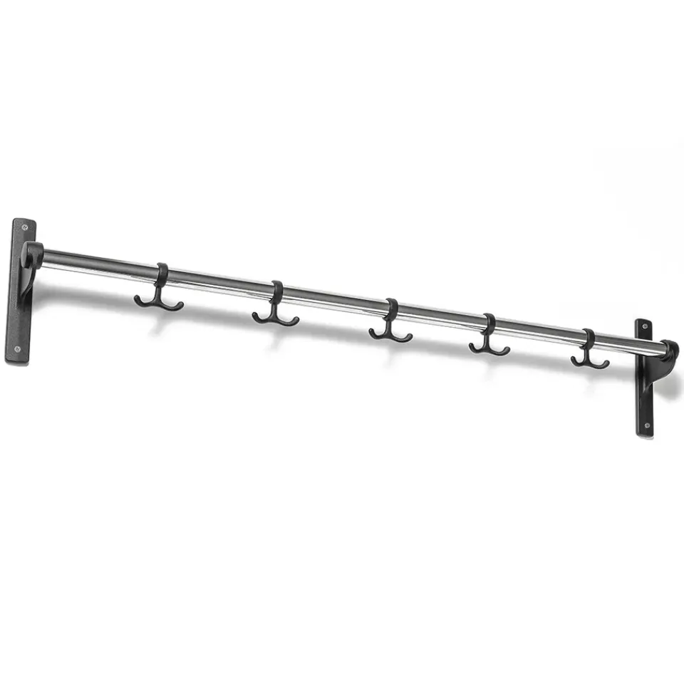 Essem Design Clothes Hooks & Hangers*Nostalgi hook 100 cm, chrome/black Silver-colouredBlack