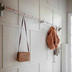 Essem Design Clothes Hooks & Hangers*Nostalgi hook 100 cm, oak, aluminum BrownSilver-coloured