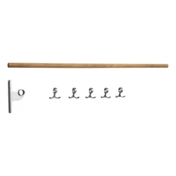 Essem Design Clothes Hooks & Hangers*Nostalgi inbuilt hook strip, Bamboo-aluminium BrownSilver-coloured