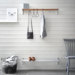 Essem Design Hat Rack & Hat Shelves*Nostalgi Shoe or hat shelf, Walnut, aluminium stand Brown