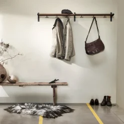 Essem Design Hat Rack & Hat Shelves*Nostalgi Shoe or hat shelf, Walnut, aluminium stand Brown