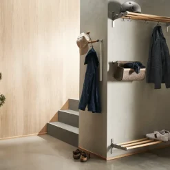 Essem Design Hat Rack & Hat Shelves*Nostalgi Shoe or hat shelf, Walnut, aluminium stand Brown