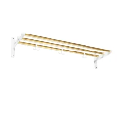 Essem Design Hat Rack & Hat Shelves*Nostalgi Shoe or hat shelf, Brass, white stand Gold-coloured