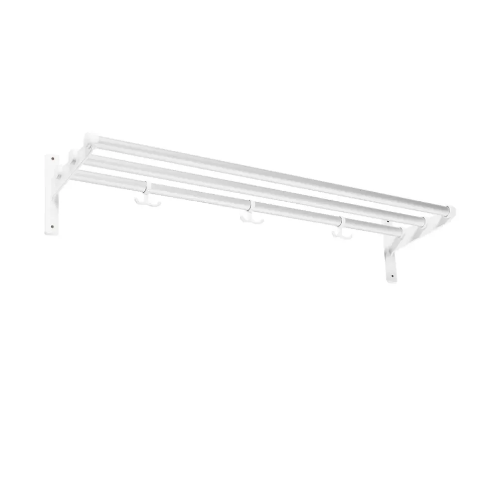 Essem Design Hat Rack & Hat Shelves*Nostalgi Shoe or hat shelf, Aluminium, white stand Silver-coloured