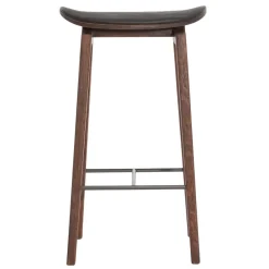 NORR11 Bar Stools*NY11 barstool leather cushion dark smoked oak 65 cm, Spectrum Black