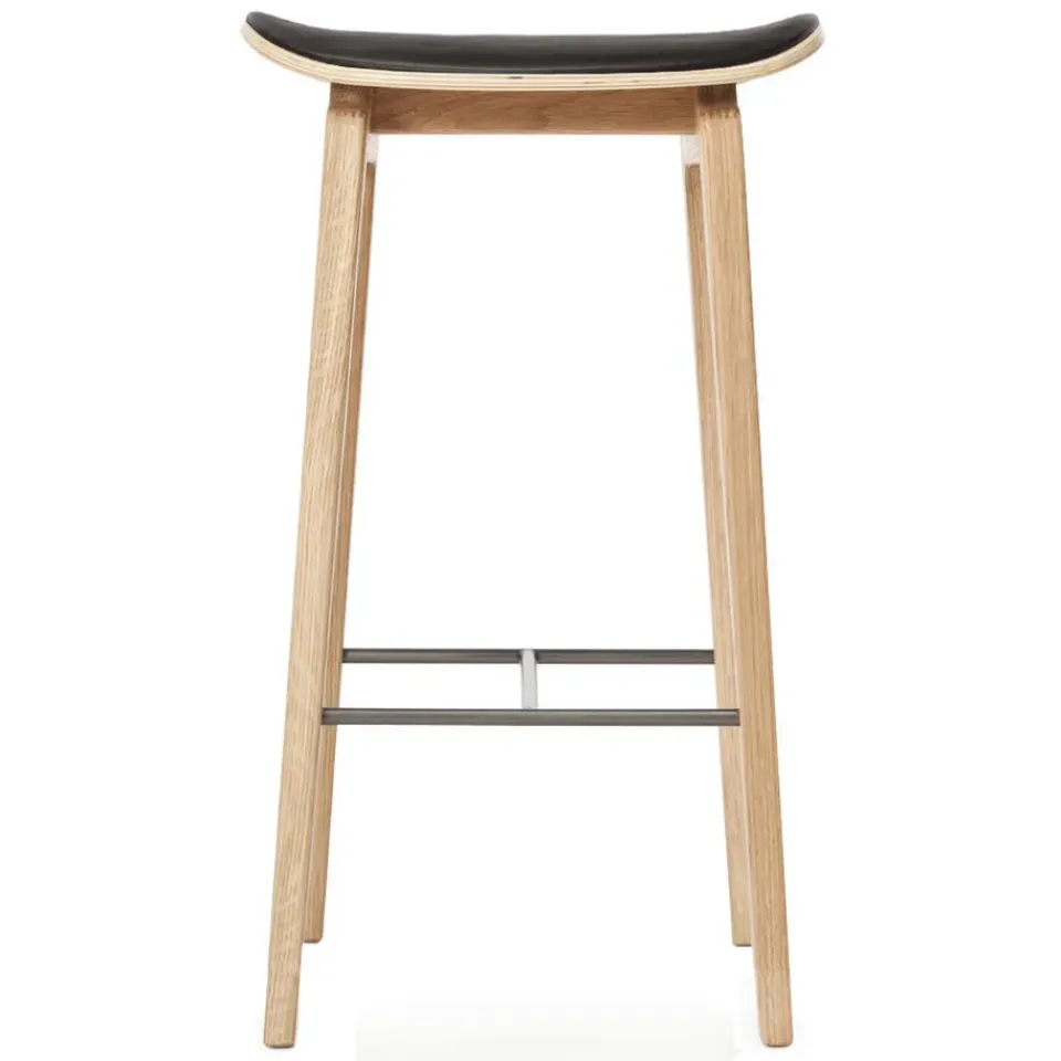NORR11 Bar Stools*NY11 barstool with leather cushion oak 65 cm, Ultra Black