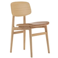 NORR11 Chairs*NY11 chair with leather cushion oak, Dunes camel Brown