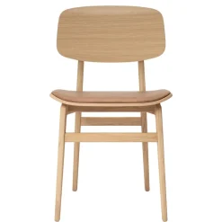 NORR11 Chairs*NY11 chair with leather cushion oak, Dunes camel Brown