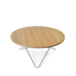 OX Denmarq Coffee Tables*O Table coffee table, Oak mattlack. stainless steel stand Beige
