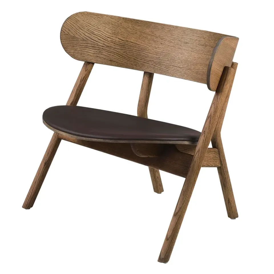 Northern Armchairs & Footstools|Chairs*Oaki lounge chair leather seat, Smoked oak BrownBlack