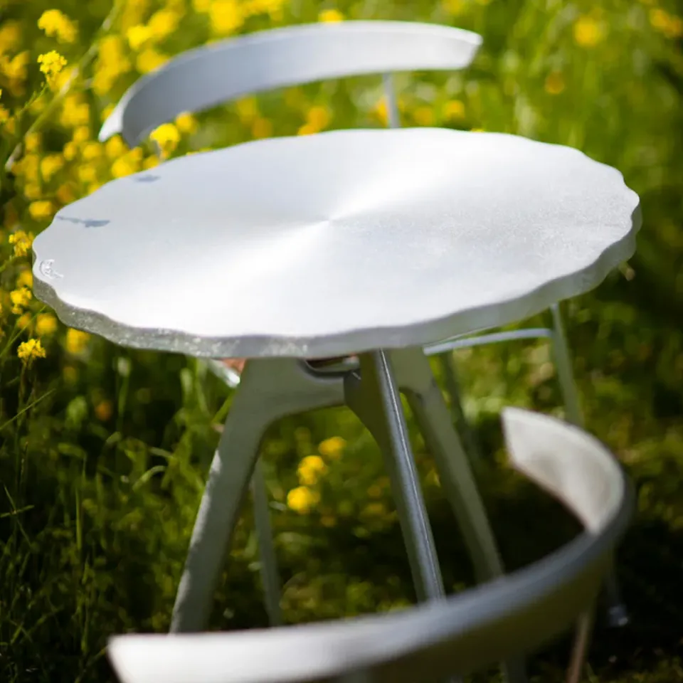 Byarums bruk Balcony Furniture|Table For Outdoor Use*Odd coffee table, , lacquered stand, wavy edge Black