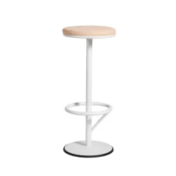 SMD Design Bar Stools*Orbit barstool high, lacquer matte, light brown leather White