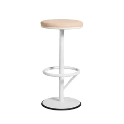 SMD Design Bar Stools*Orbit barstool low, lacquer matte, light brown leather White