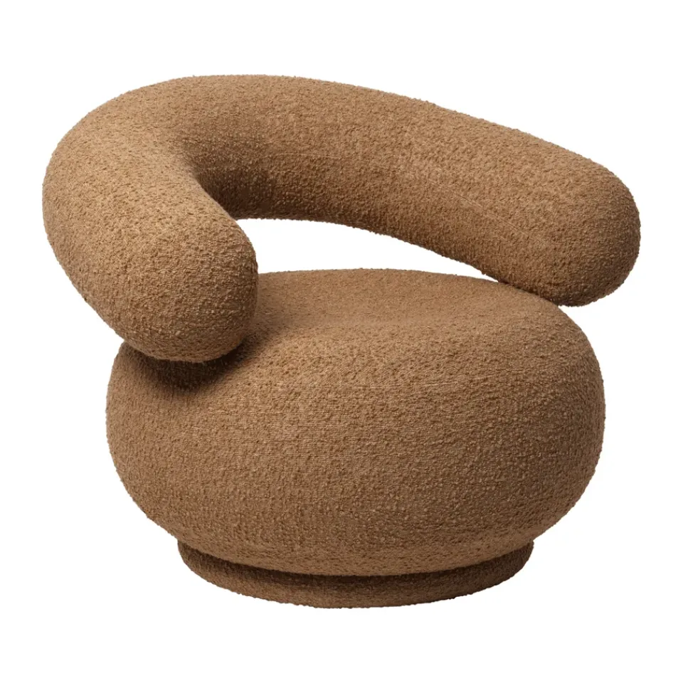 Ferm Living Armchairs & Footstools|Chairs*Orbo Lounge chair, Raw bouclé - Tan Brown