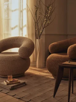 Ferm Living Armchairs & Footstools|Chairs*Orbo Lounge chair, Raw bouclé - Tan Brown
