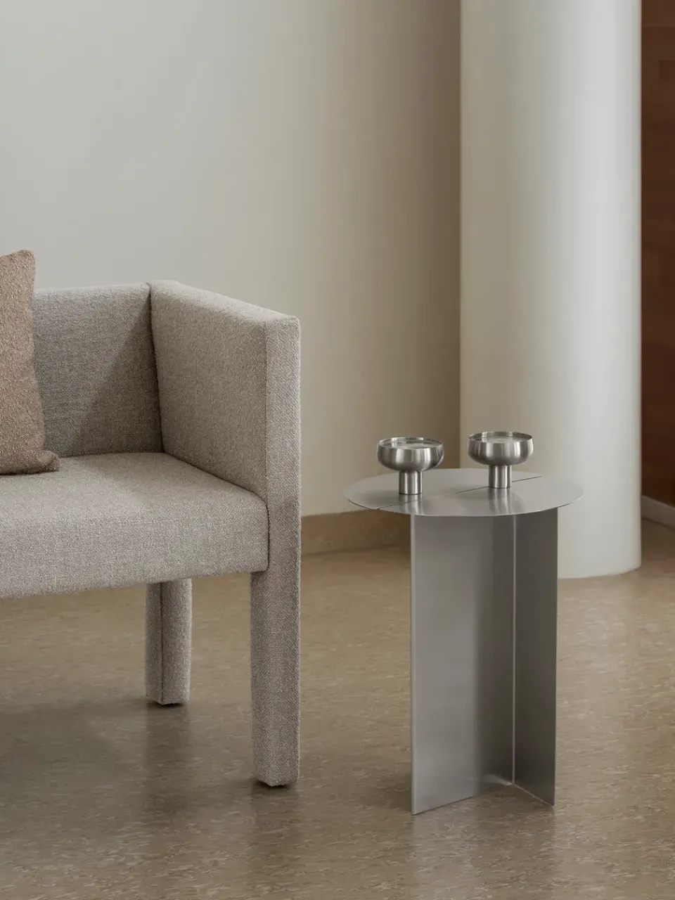 Blomus Side Tables*ORU side table S Ø35 cm, Matte stainless steel Silver-coloured