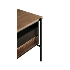 Ethnicraft Desks*Oscar desk with drawers, Teak-black metal legs Brown
