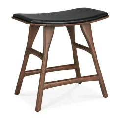 Ethnicraft Stools*Osso stool, Teak- leather Black